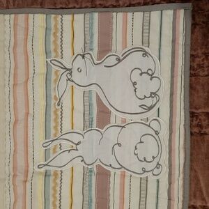 Bunny Rabbit Pastel Striped Cotton Baby Crib Quilt Shabby Chic Easter Cottagecor